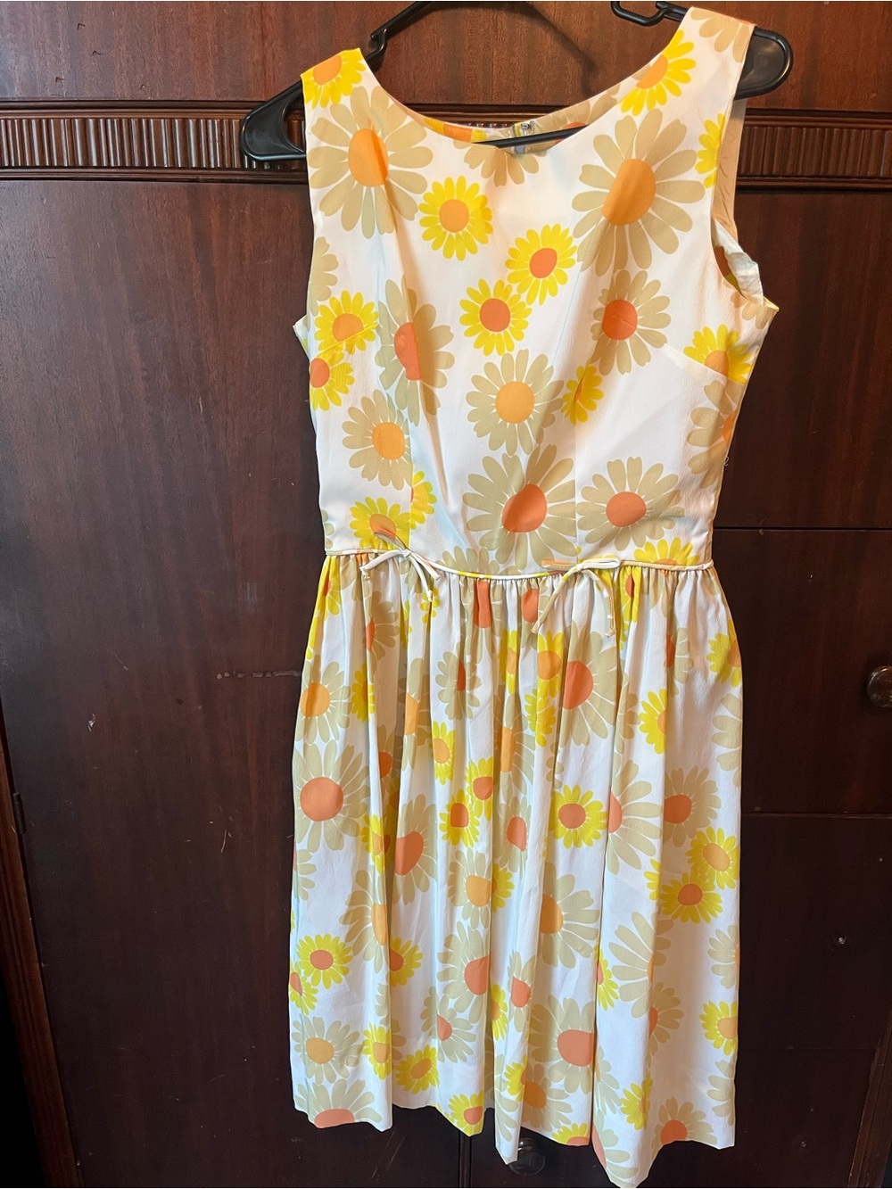 Vintage handmade Yellow & Orange Daisy Print Sundress